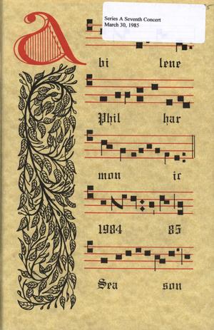 Primary view of object titled 'Abilene Philharmonic Playbill: March 30, 1985'.