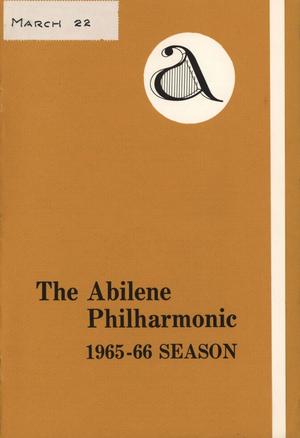 Abilene Philharmonic Playbill: March 22nd, 1966