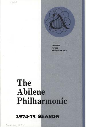 Primary view of object titled 'Abilene Philharmonic Playbill: November 26, 1974'.