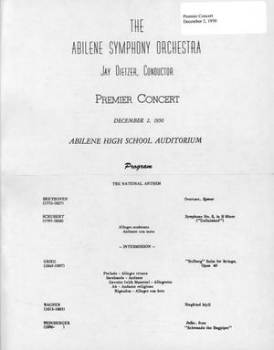 Primary view of object titled 'Abilene Philharmonic Playbill: December 2, 1950'.
