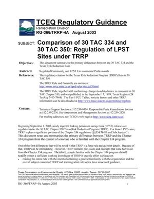 Comparison of 30 TAC 334 and 30 TAC 350: Regulation of LPST Sites under TRRP
