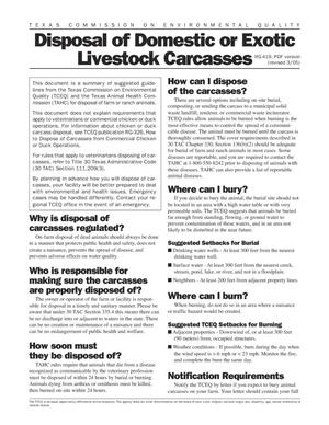 Disposal of Domestic or Exotic Livestock Carcasses