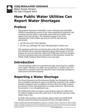 How Public Water Utilities Can Report Water Shortages
