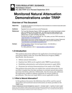 Monitored Natural Attenuation Demonstrations under TRRP