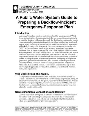 A Public Water System Guide to Preparing a Backflow-Incident Emergency-Response Plan