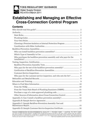 Primary view of object titled 'Establishing and Managing an Effective Cross-Connection Control Program'.