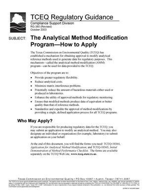 Primary view of object titled 'The Analytical Method Modification Program-How to Apply'.