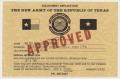 Thumbnail image of item number 1 in: 'The New Army of the Republic of Texas Enlistment Application'.