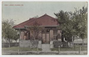 Primary view of object titled '[Postcard of the Public Library of Coleman, Texas]'.