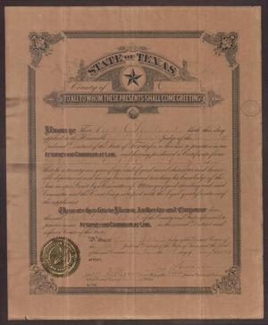 [Walter C. Woodward's Texas Law License]