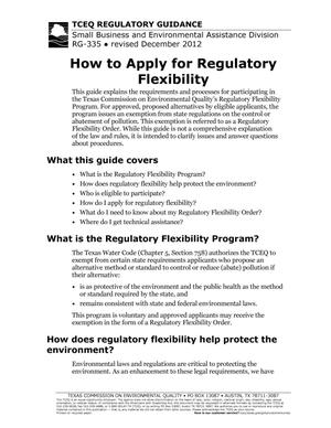 How to Apply for Regulatory Flexibility