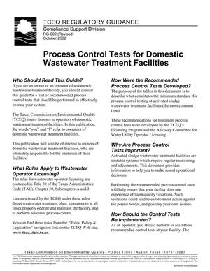 Process Control Tests for Domestic Wastewater Treatment Facilities