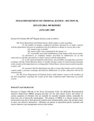 Texas Department of Criminal Justice - Section 50, Senate Bill 909 Report