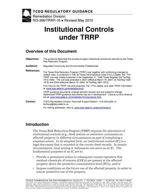Institutional Controls under TRRP