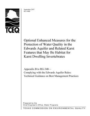 Optional Enhanced Measures for the Protection of Water Quality in the Edwards Aquifer and Related Karst Features that May Be Habitat for Karst Dwelling Invertebrates