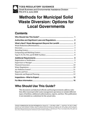 Primary view of object titled 'Methods for Municipal Solid Waste Diversion: Options for Local Governments'.