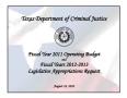 Primary view of Texas Department of Criminal Justice Budget and Requests for Appropriations: 2011-2013