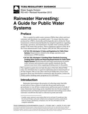 Rainwater Harvesting: A Guide for Public Water Systems