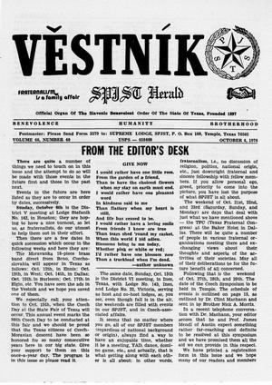 Primary view of object titled 'Věstník (West, Tex.), Vol. 66, No. 40, Ed. 1 Wednesday, October 4, 1978'.