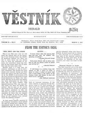 Primary view of object titled 'Věstník (West, Tex.), Vol. 55, No. 9, Ed. 1 Wednesday, March 1, 1967'.