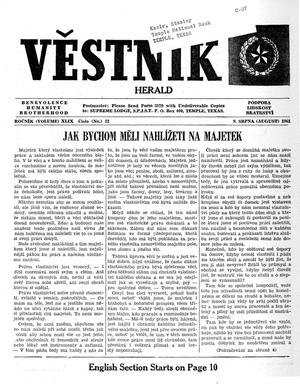 Primary view of object titled 'Věstník (West, Tex.), Vol. 49, No. 32, Ed. 1 Wednesday, August 9, 1961'.