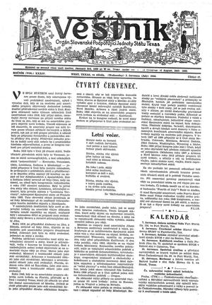 Věstník (West, Tex.), Vol. 34, No. 27, Ed. 1 Wednesday, July 3, 1946