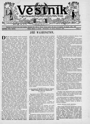 Věstník (West, Tex.), Vol. 27, No. 8, Ed. 1 Wednesday, February 22, 1939