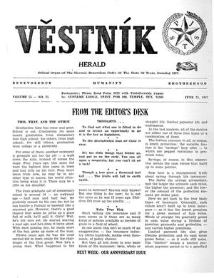 Primary view of object titled 'Věstník (West, Tex.), Vol. 55, No. 25, Ed. 1 Wednesday, June 21, 1967'.