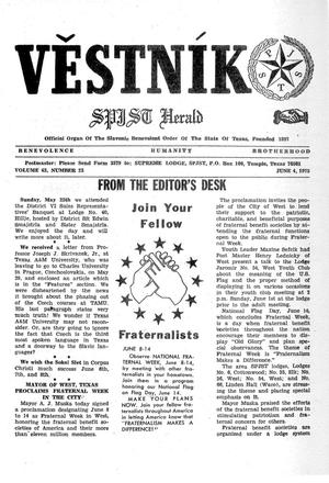 Primary view of object titled 'Věstník (West, Tex.), Vol. 63, No. 23, Ed. 1 Wednesday, June 4, 1975'.