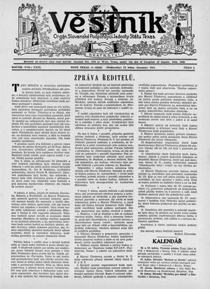 Věstník (West, Tex.), Vol. 29, No. 3, Ed. 1 Wednesday, January 15, 1941