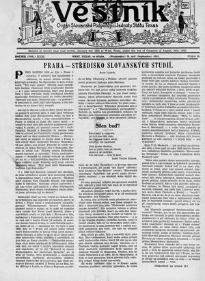 Věstník (West, Tex.), Vol. 31, No. 39, Ed. 1 Wednesday, September 29, 1943