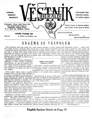 Primary view of object titled 'Věstník (West, Tex.), Vol. 45, No. 41, Ed. 1 Wednesday, October 9, 1957'.
