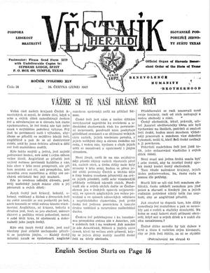 Primary view of object titled 'Věstník (West, Tex.), Vol. 45, No. 26, Ed. 1 Wednesday, June 26, 1957'.