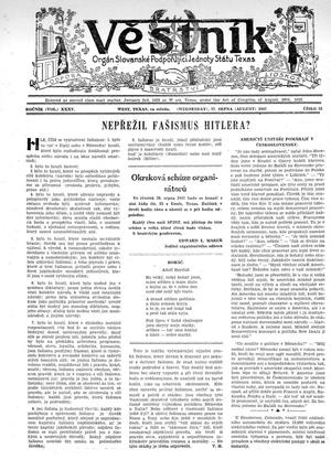 Věstník (West, Tex.), Vol. 35, No. 35, Ed. 1 Wednesday, August 27, 1947