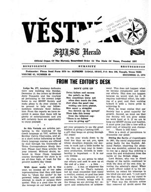 Primary view of object titled 'Věstník (West, Tex.), Vol. 62, No. 49, Ed. 1 Wednesday, December 11, 1974'.