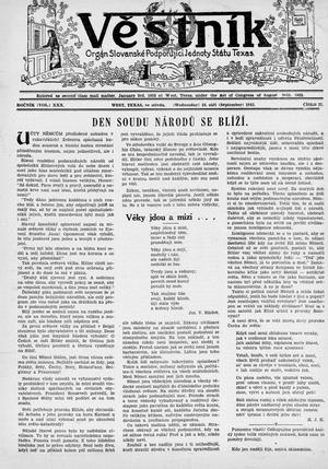 Věstník (West, Tex.), Vol. 30, No. 37, Ed. 1 Wednesday, September 16, 1942