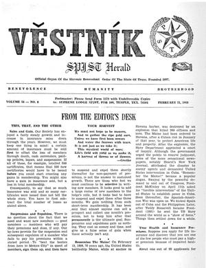 Primary view of object titled 'Věstník (West, Tex.), Vol. 56, No. 8, Ed. 1 Wednesday, February 21, 1968'.