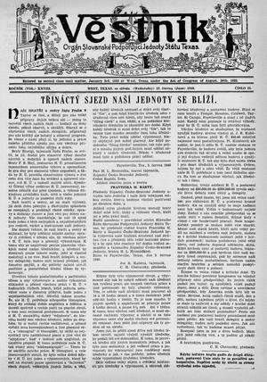Věstník (West, Tex.), Vol. 28, No. 25, Ed. 1 Wednesday, June 19, 1940