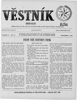 Primary view of object titled 'Věstník (West, Tex.), Vol. 53, No. 35, Ed. 1 Wednesday, September 1, 1965'.