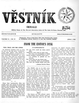 Věstník (West, Tex.), Vol. 54, No. 22, Ed. 1 Wednesday, June 1, 1966