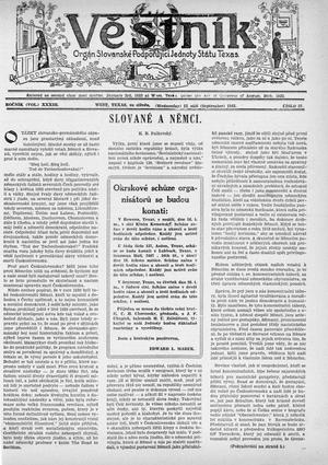 Věstník (West, Tex.), Vol. 33, No. 37, Ed. 1 Wednesday, September 12, 1945