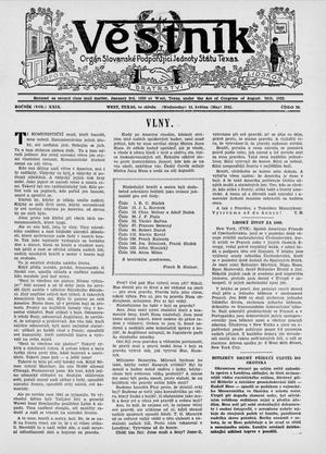 Věstník (West, Tex.), Vol. 29, No. 20, Ed. 1 Wednesday, May 14, 1941