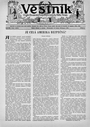 Věstník (West, Tex.), Vol. 26, No. 8, Ed. 1 Wednesday, February 23, 1938
