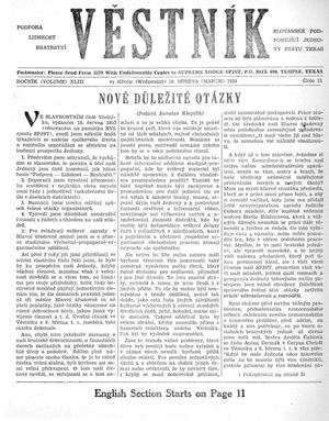 Primary view of object titled 'Věstník (West, Tex.), Vol. 43, No. 13, Ed. 1 Wednesday, March 30, 1955'.