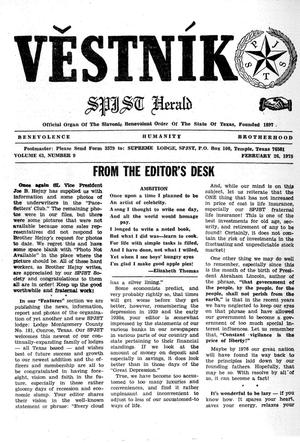 Věstník (West, Tex.), Vol. 63, No. 9, Ed. 1 Wednesday, February 26, 1975