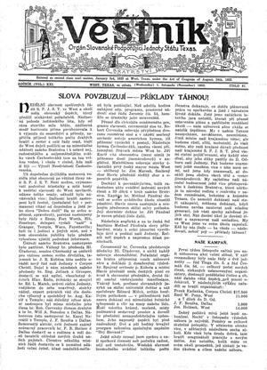 Věstník (West, Tex.), Vol. 21, No. 51, Ed. 1 Wednesday, November 1, 1933