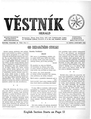 Primary view of Věstník (West, Tex.), Vol. 52, No. 3, Ed. 1 Wednesday, January 15, 1964