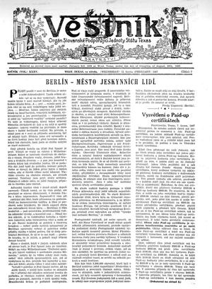 Věstník (West, Tex.), Vol. 35, No. 7, Ed. 1 Wednesday, February 12, 1947