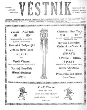Věstník (West, Tex.), Vol. 43, No. 51, Ed. 1 Wednesday, December 21, 1955