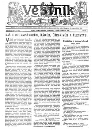 Věstník (West, Tex.), Vol. 34, No. 6, Ed. 1 Wednesday, February 6, 1946